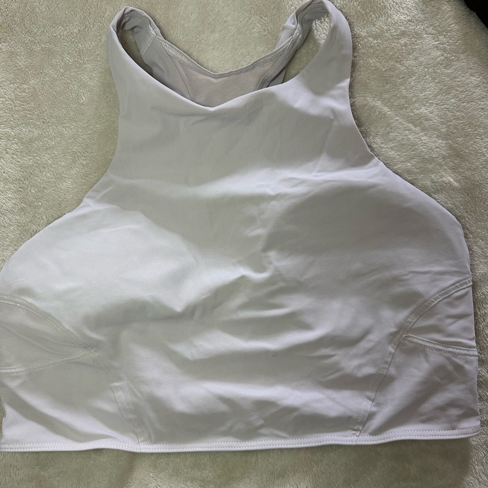 Lululemon White Sports Bra High Neck Racerback